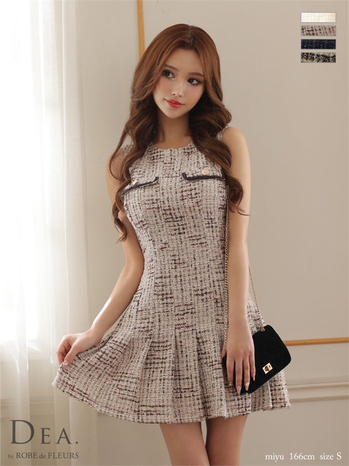 【ROBE de FLEURS SALE】DEA. ディア バイ ローブドフルール ラメツイード×プリーツミニキャバドレス de2940-s26