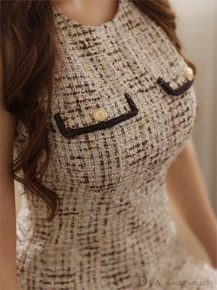 【ROBE de FLEURS SALE】DEA. ディア バイ ローブドフルール ラメツイード×プリーツミニキャバドレス de2940-s26