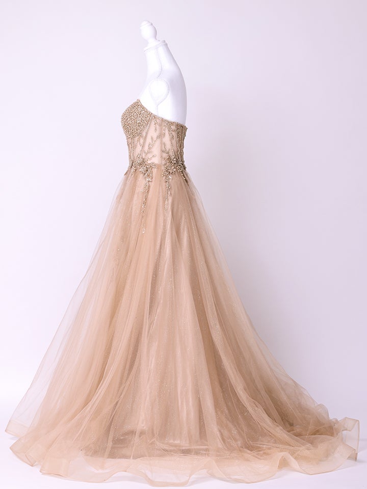 vanityME.couture.バニティーミークチュール バストパール 刺繍レース Vカット バースデードレス インポート シンデレラ ロングドレス モカゴールド vctr-l-2431-3