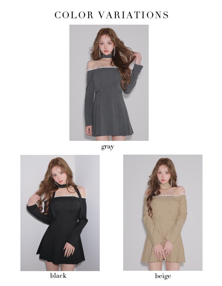 Glossy ローブドフルールグロッシー 【XSサイズあり】ダブルボタンストライプフレアミニキャバドレス gl4800-c