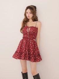 ROBE de FLEURS ローブドフルール 【XSサイズあり】 フラワースタッズリボンフレアミニキャバドレス fm4647-c