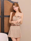 ROBE de FLEURS ローブドフルール 【XSサイズあり】小花柄レザーパイピングプリーツセットアップミニキャバドレス fm4355-c