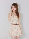 ROBE de FLEURS ローブドフルール 【XSサイズあり】小花柄レザーパイピングプリーツセットアップミニキャバドレス fm4355-c