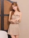 ROBE de FLEURS ローブドフルール 【XSサイズあり】小花柄レザーパイピングプリーツセットアップミニキャバドレス fm4355