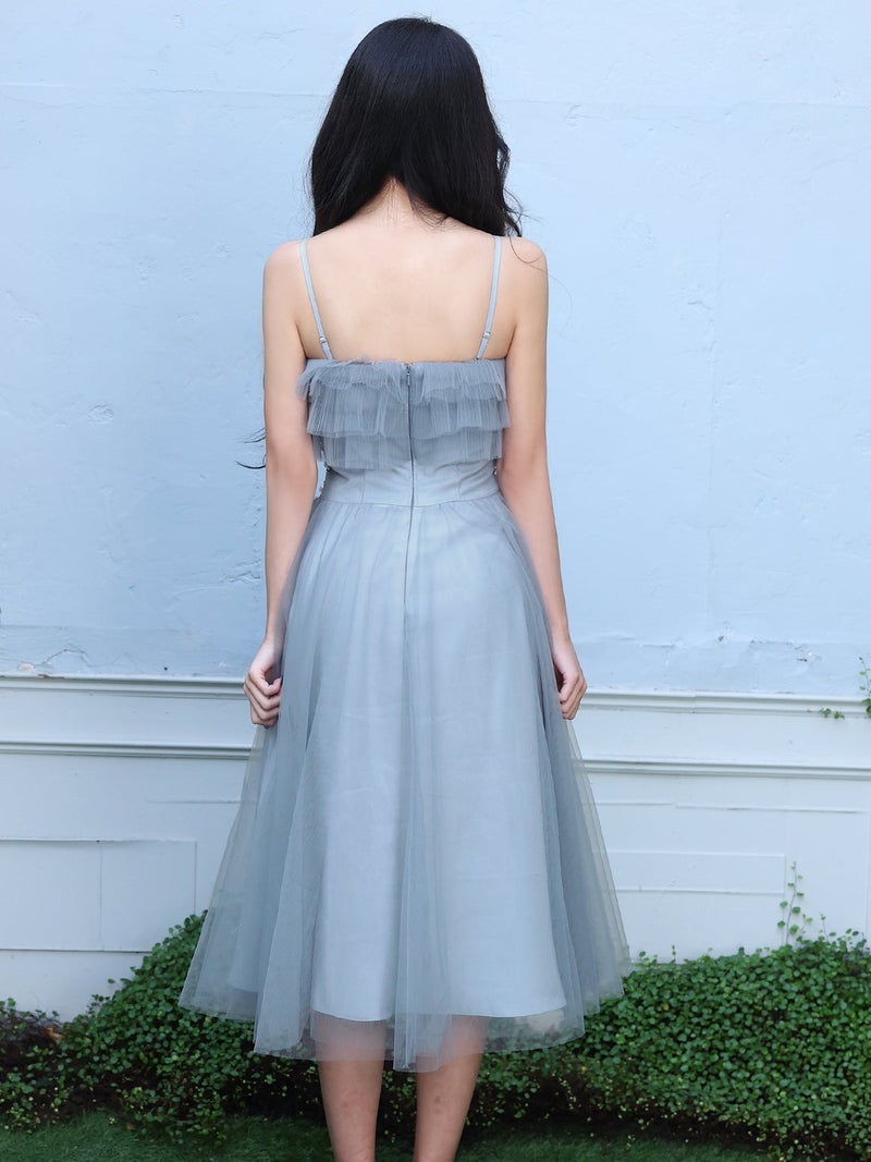 AngelR エンジェルアール ベアトップアッパーフリルデザインウエストビジュー2wayフレアミモレ丈ロングドレス ar26813-ks