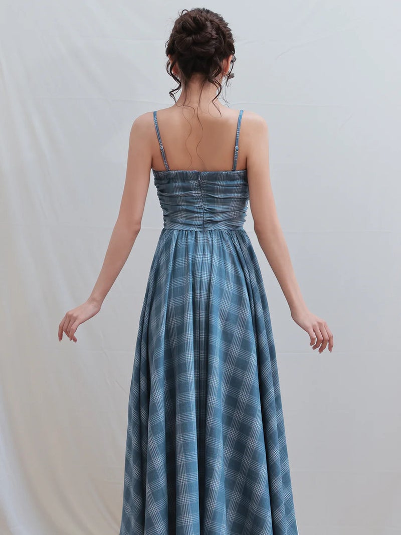 Veautt ヴュート ベアトップギャザーチェック2wayフレアミディアムロングドレス vt082607