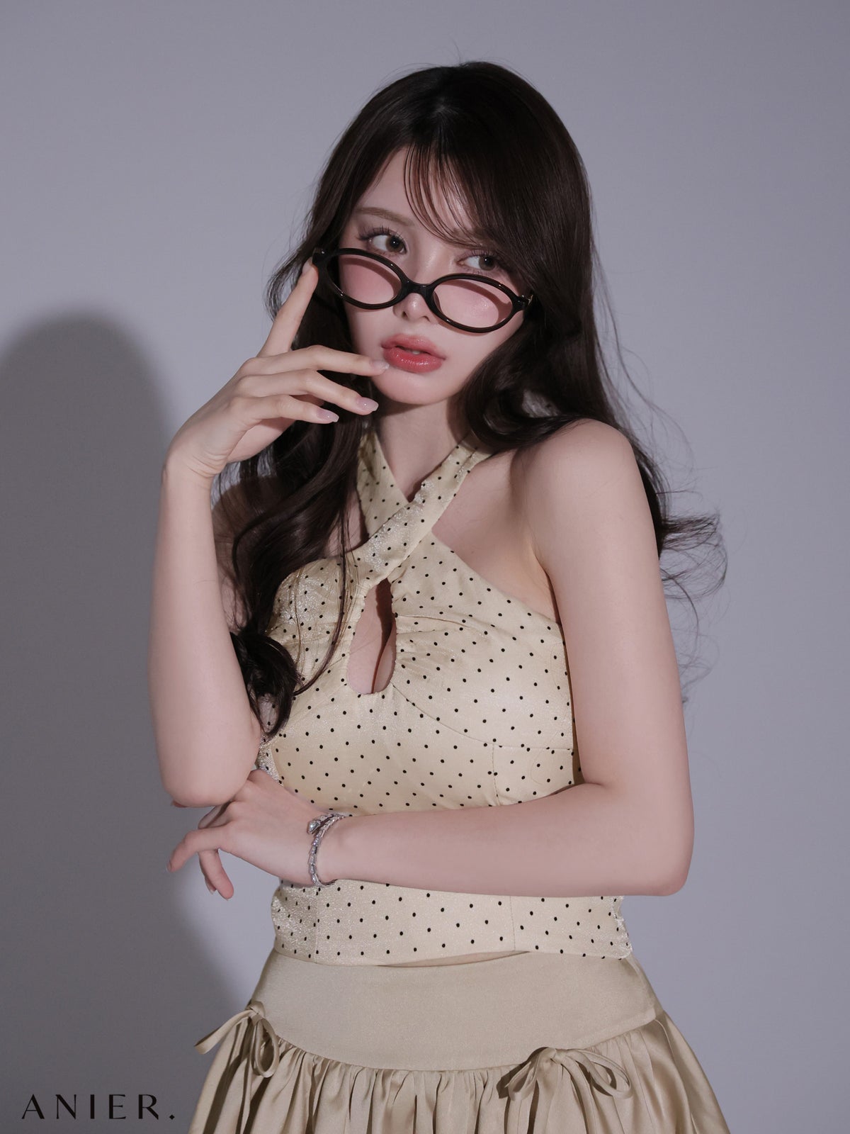 ROBE de FLEURS anier.ROBE ローブドフルール アニエルローブ 【XSサイズあり】Dot organdy×balloon skirt two-piece mini dress fm-anier4065-c