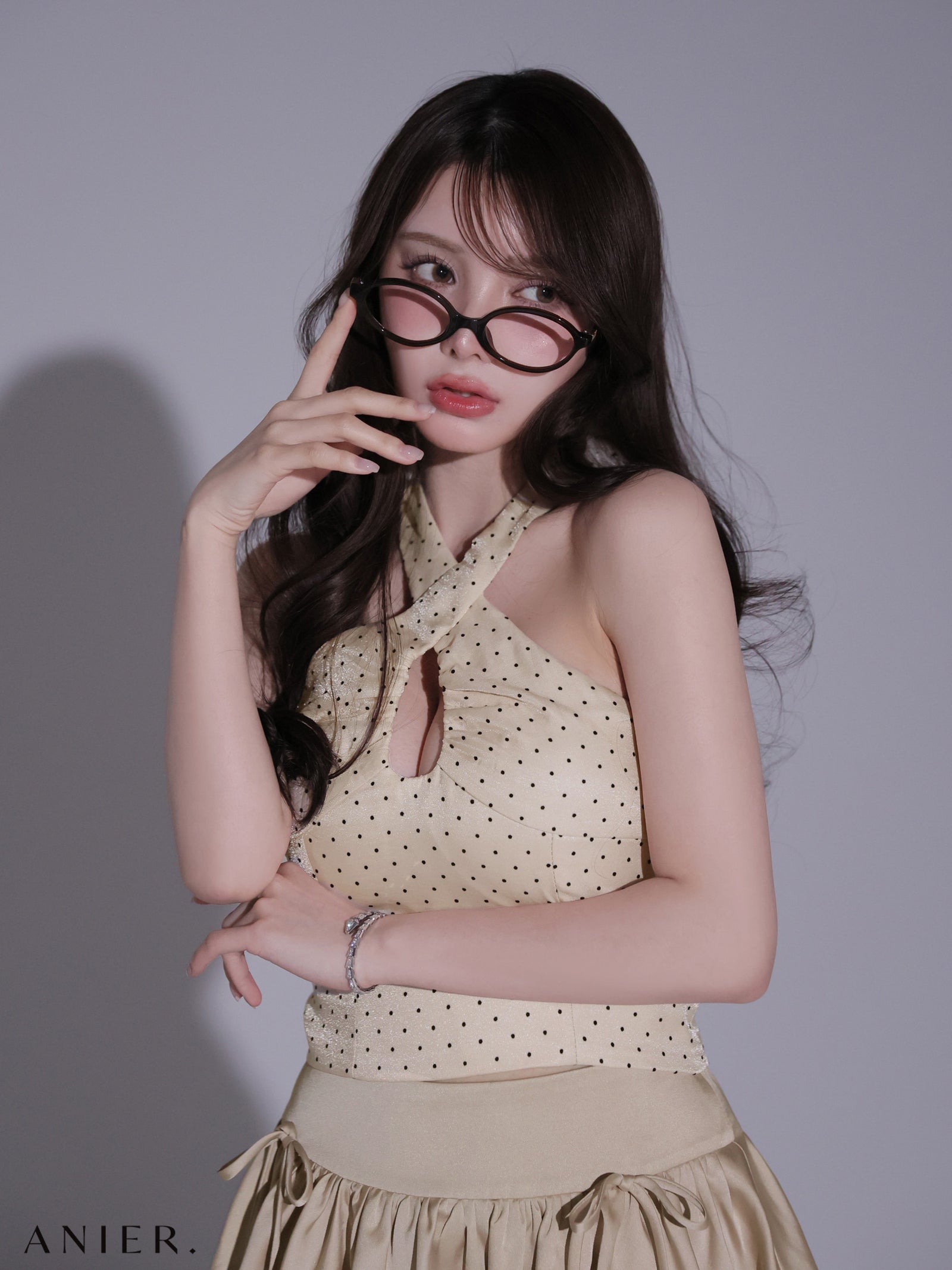 ROBE de FLEURS anier.ROBE ローブドフルール アニエルローブ 【XSサイズあり】Dot organdy×balloon skirt two-piece mini dress fm-anier4065-c