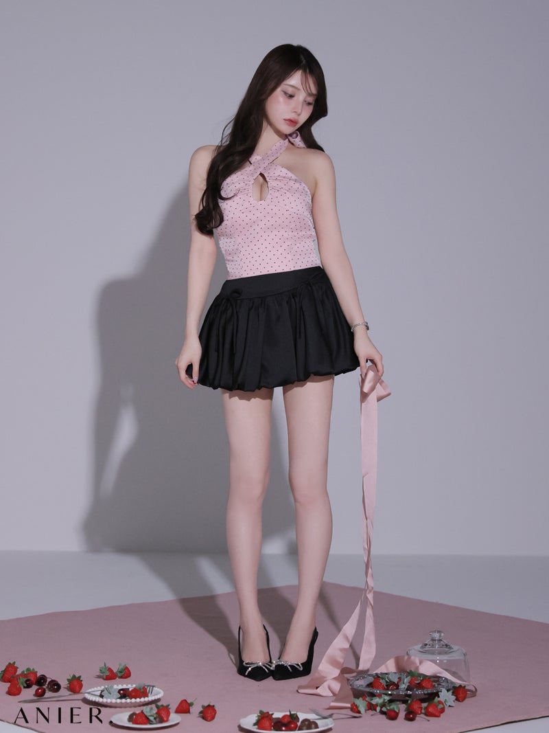 ROBE de FLEURS anier.ROBE ローブドフルール アニエルローブ 【XSサイズあり】Dot organdy×balloon skirt two-piece mini dress fm-anier4065-c