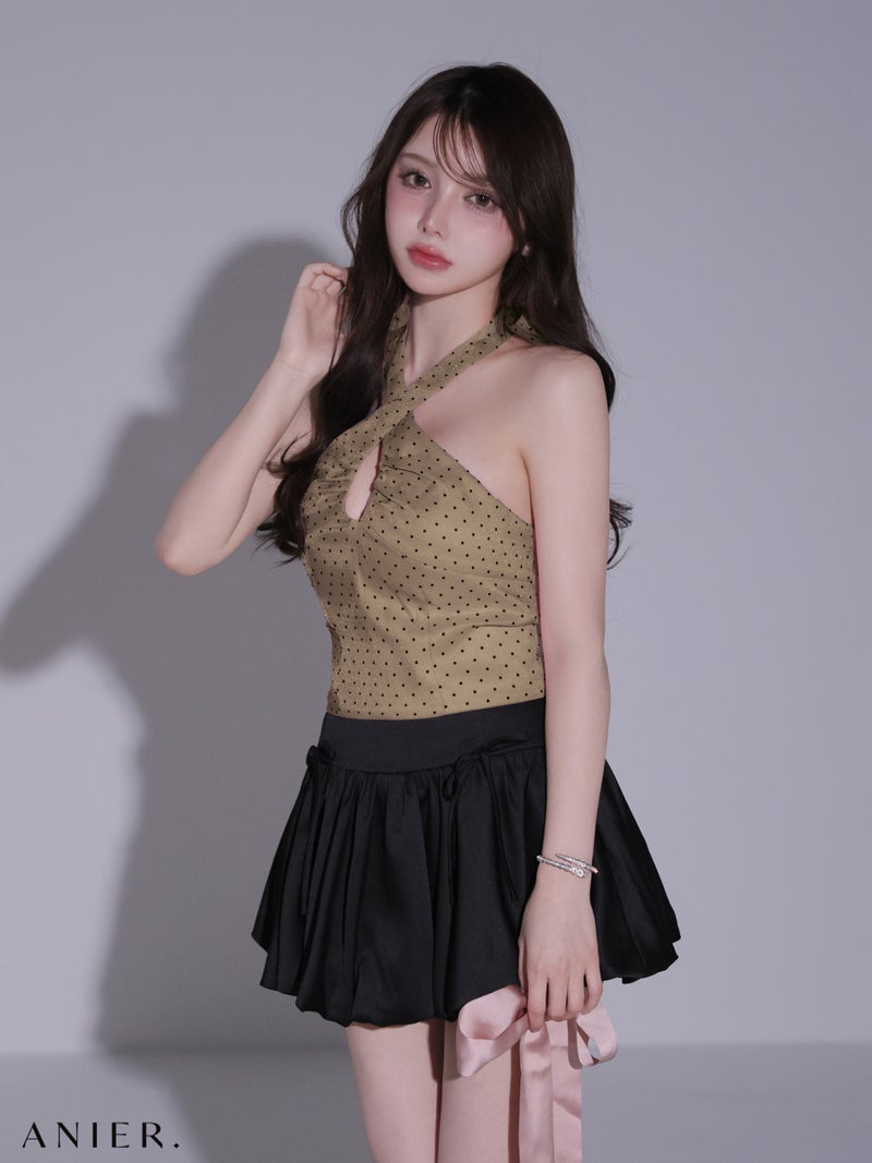 ROBE de FLEURS anier.ROBE ローブドフルール アニエルローブ 【XSサイズあり】Dot organdy×balloon skirt two-piece mini dress fm-anier4065-c