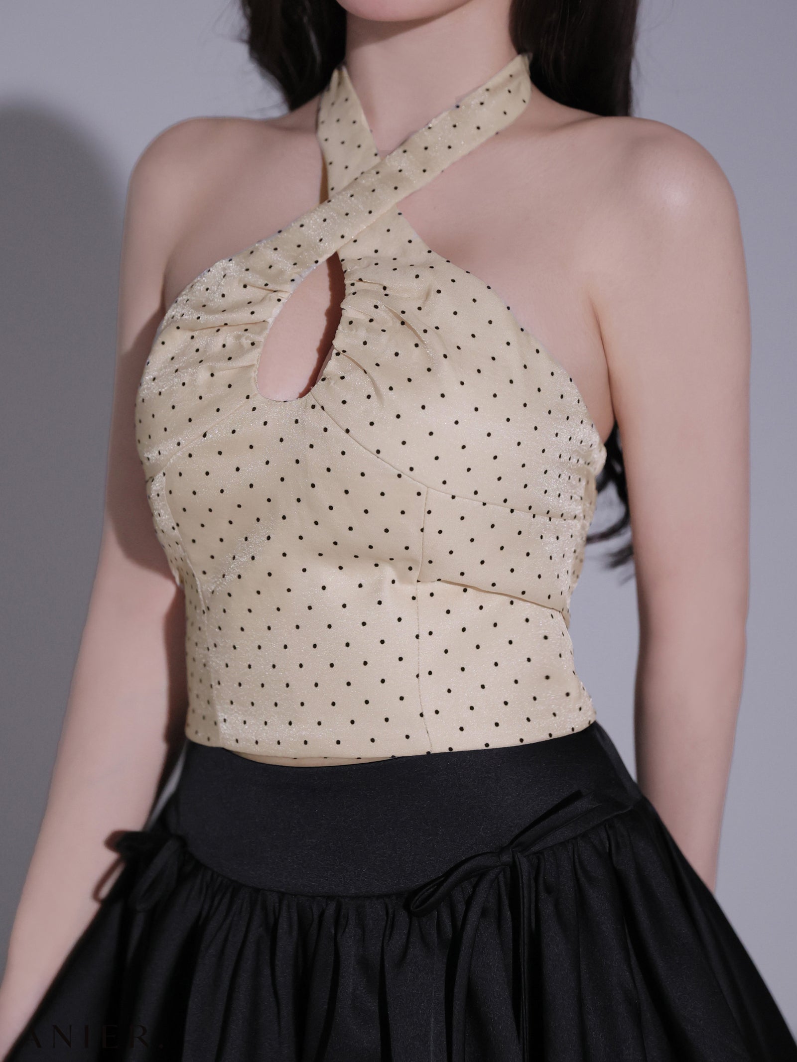 ROBE de FLEURS anier.ROBE ローブドフルール アニエルローブ 【XSサイズあり】Dot organdy×balloon skirt two-piece mini dress fm-anier4065-c