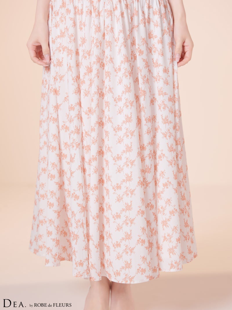 DEA. ディア バイ ローブドフルール 【XS～Lサイズあり】フラワーマットサテンギャザーフレアロングキャバドレス de4352-c