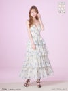 DEA. ディア バイ ローブドフルール 【XS～Lサイズあり】 フラワージャガードシフォンティアードフレアロングキャバドレス de4641-c