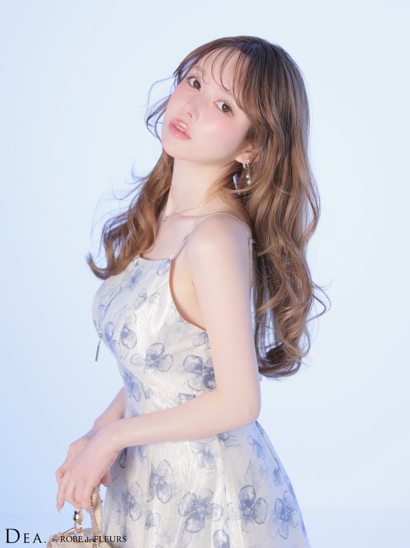 DEA. ディア バイ ローブドフルール 【XS～Lサイズあり】バックオープンフラワーサテンフレアロングキャバドレス de4644-c