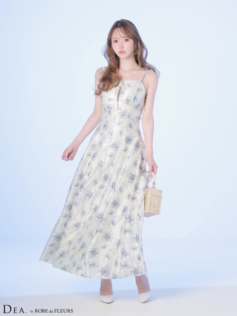 DEA. ディア バイ ローブドフルール 【XS～Lサイズあり】バックオープンフラワーサテンフレアロングキャバドレス de4644-c