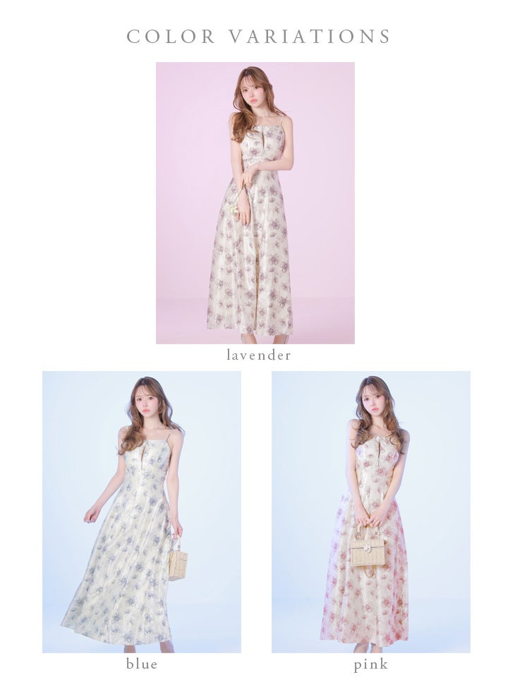 DEA. ディア バイ ローブドフルール 【XS～Lサイズあり】バックオープンフラワーサテンフレアロングキャバドレス de4644-c