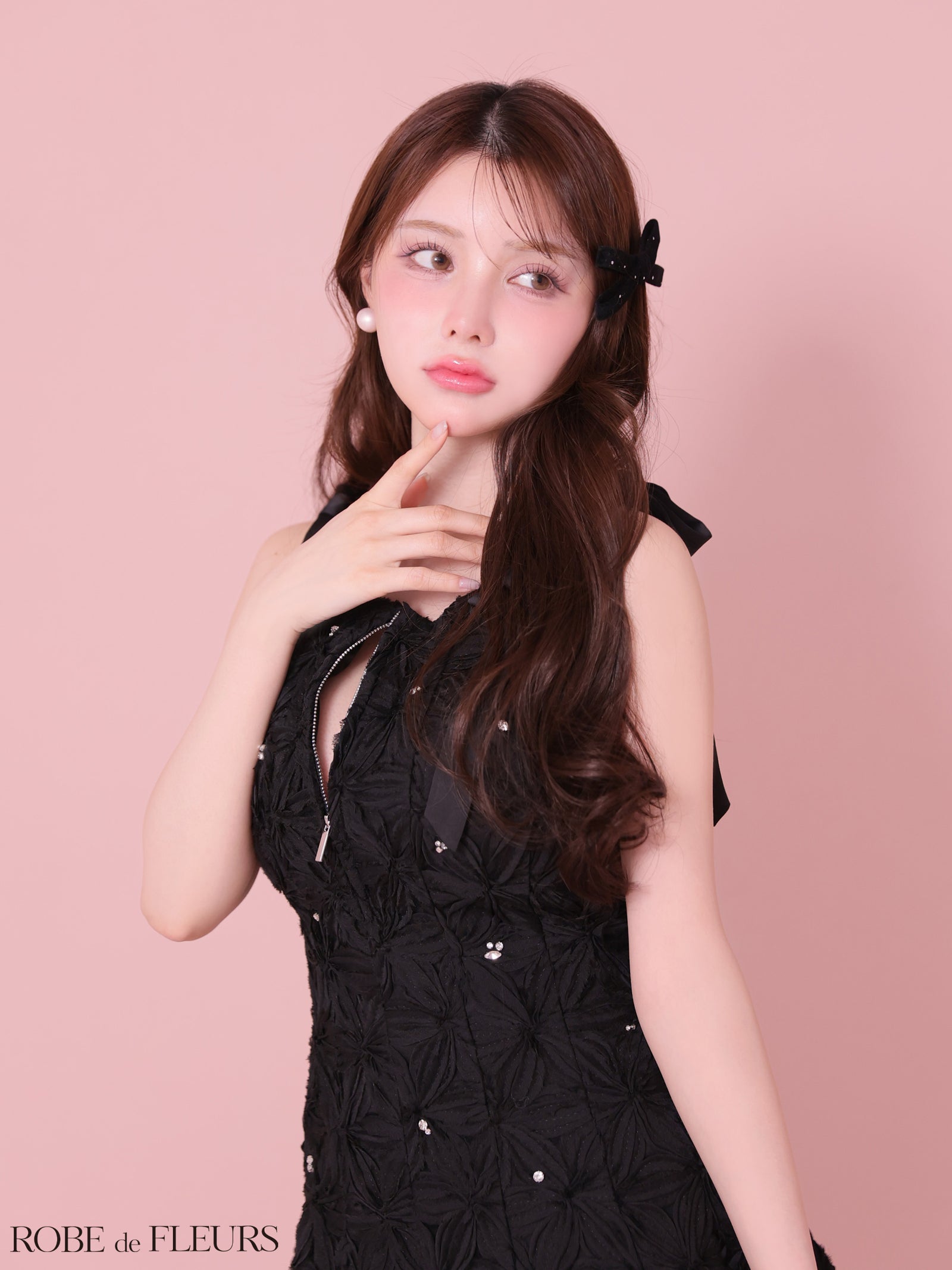 ROBE de FLEURS ローブドフルール 【XS～Lサイズあり】 フラッフィーフラワービジューミニキャバドレス fm4360-c