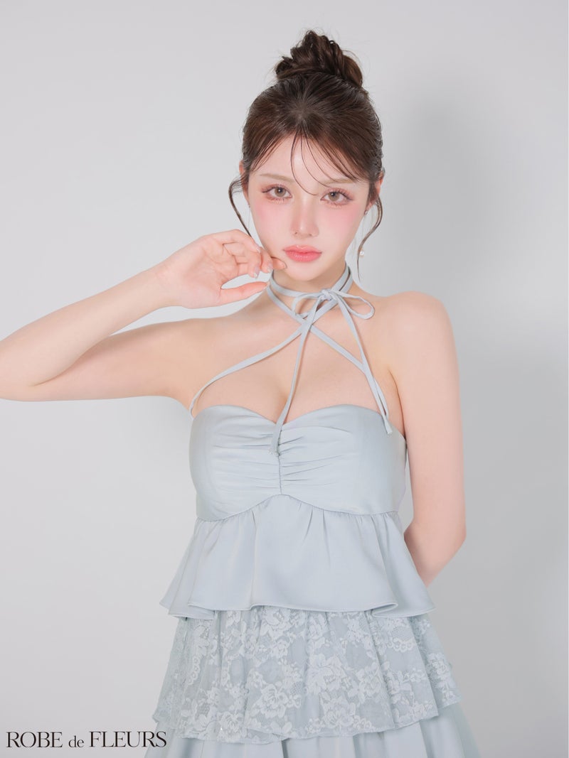 ROBE de FLEURS ローブドフルール 【XSサイズあり】スパンコールレースティアードフリルミニキャバドレス fm4663-c