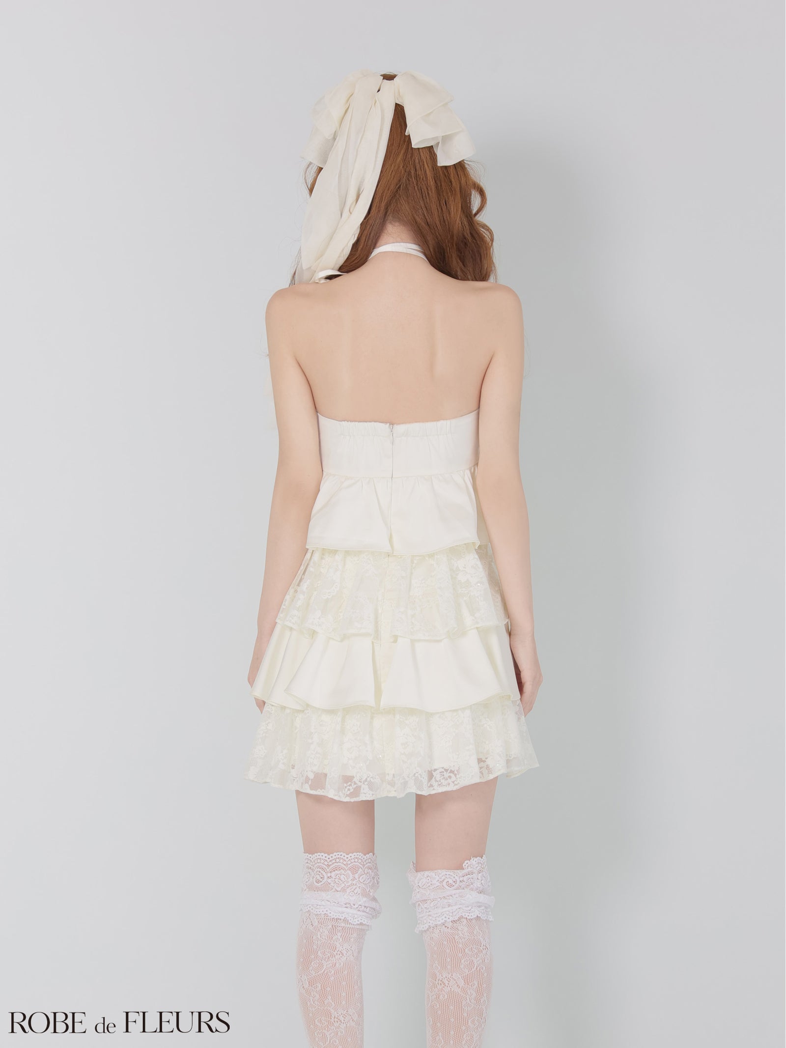 ROBE de FLEURS ローブドフルール 【XSサイズあり】スパンコールレースティアードフリルミニキャバドレス fm4663-c