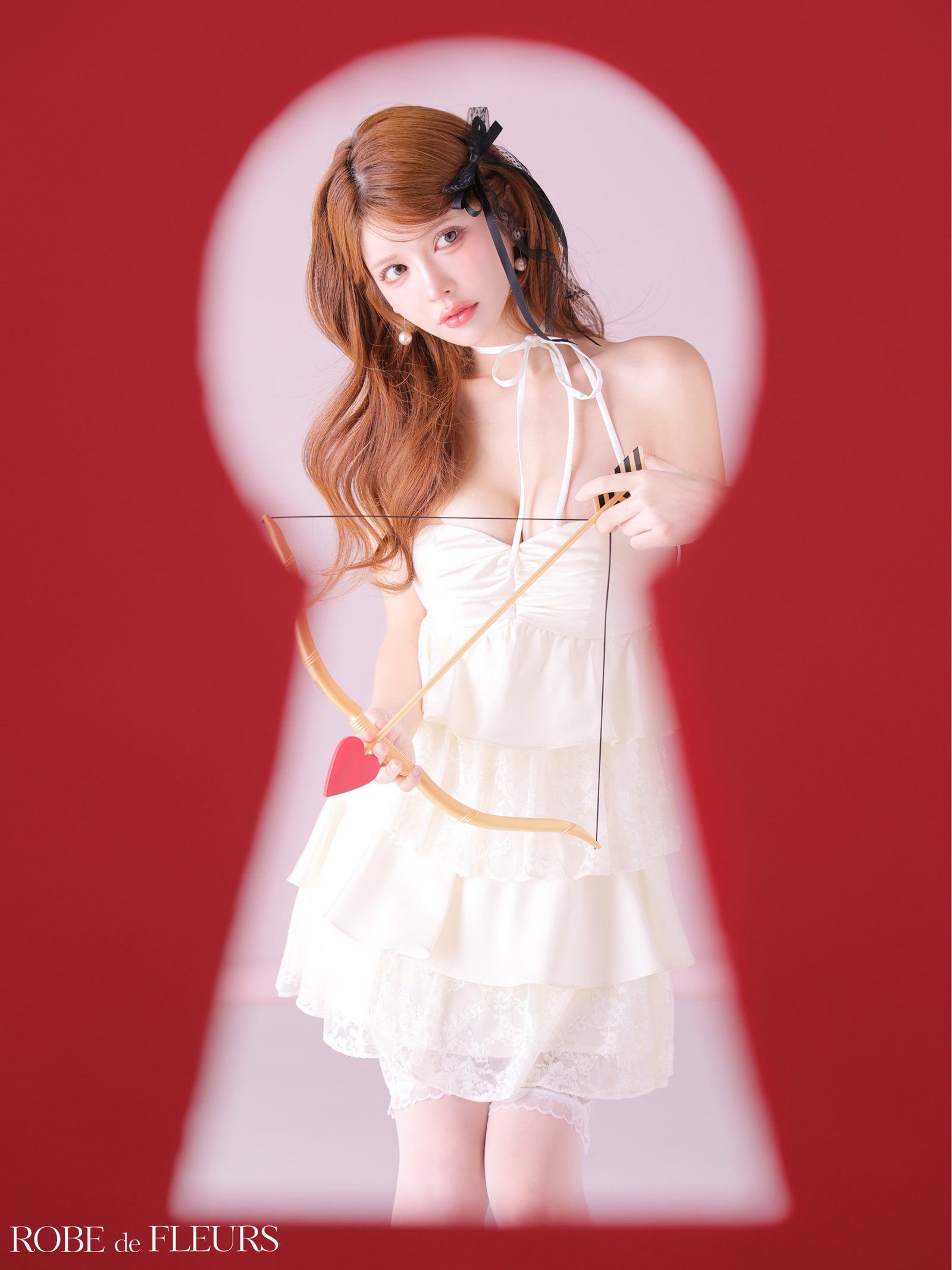 ROBE de FLEURS ローブドフルール 【XSサイズあり】スパンコールレースティアードフリルミニキャバドレス fm4663-c