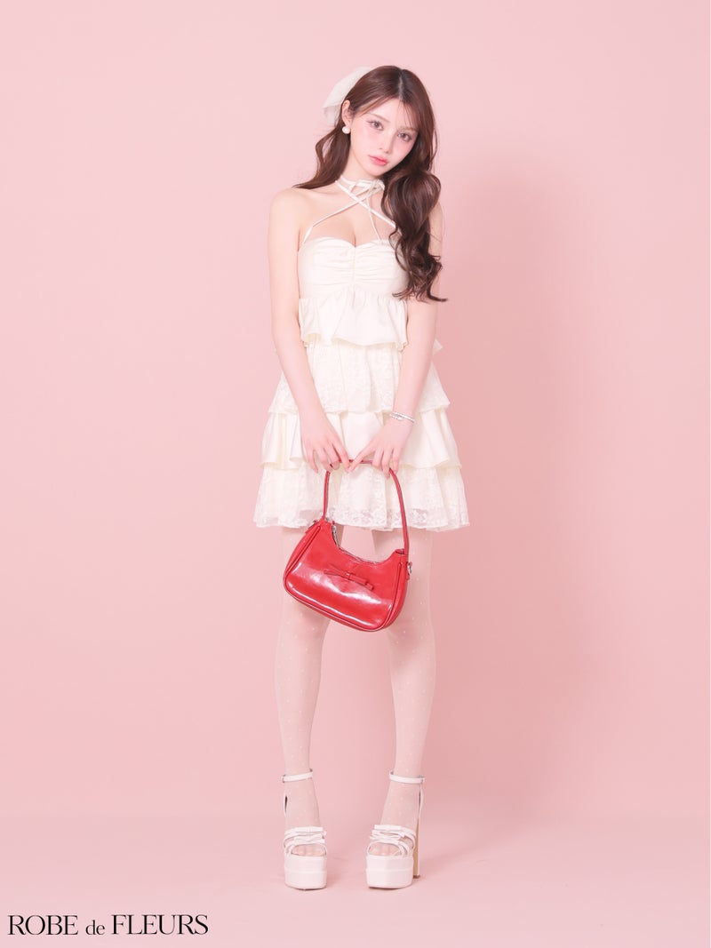 ROBE de FLEURS ローブドフルール 【XSサイズあり】スパンコールレースティアードフリルミニキャバドレス fm4663-c