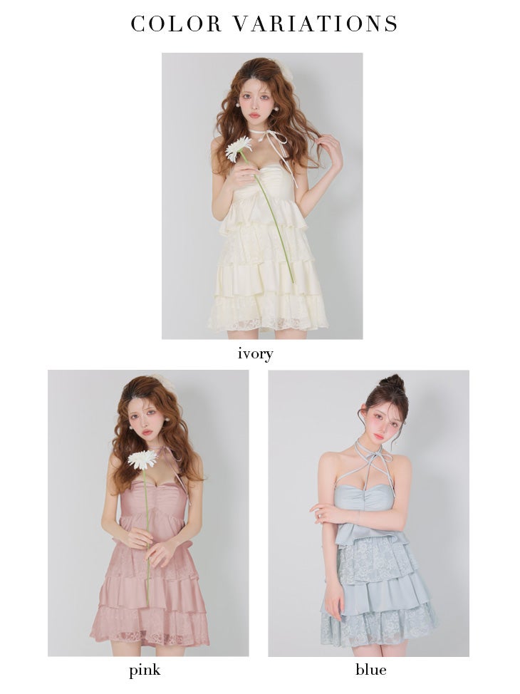 ROBE de FLEURS ローブドフルール 【XSサイズあり】スパンコールレースティアードフリルミニキャバドレス fm4663-c