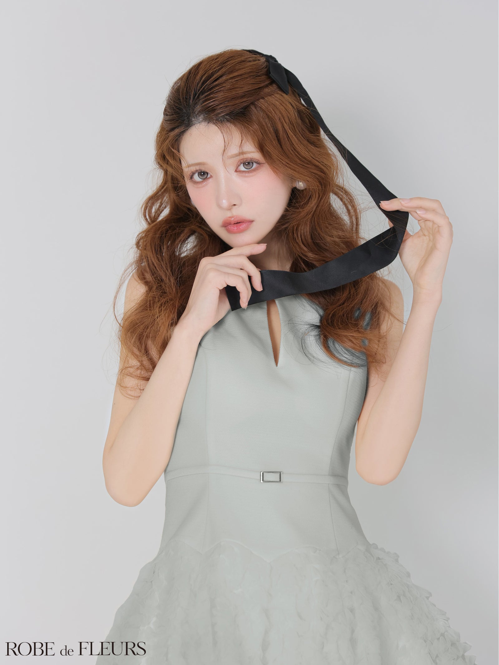 ROBE de FLEURS ローブドフルール 【XSサイズあり】ボリュームチュールドッキングニットミニキャバドレス fm4900-c
