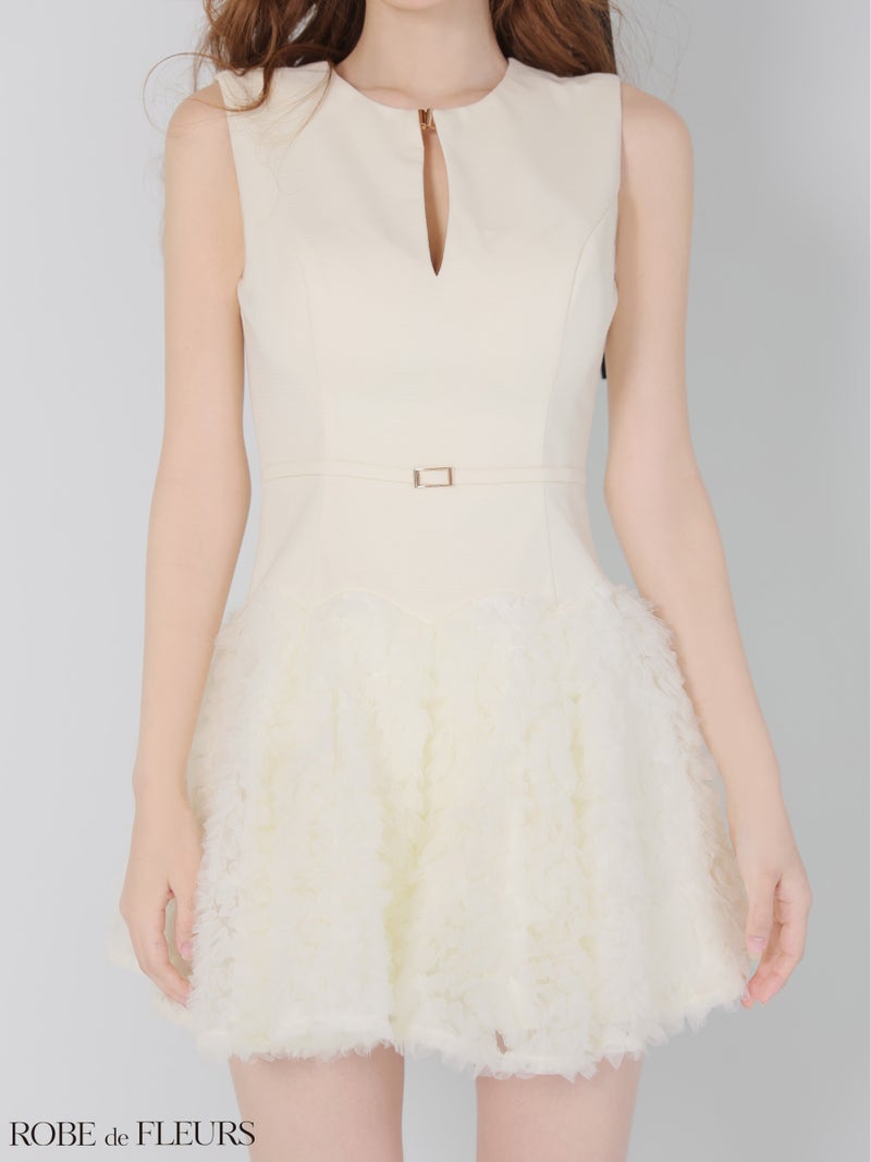 ROBE de FLEURS ローブドフルール 【XSサイズあり】ボリュームチュールドッキングニットミニキャバドレス fm4900-c