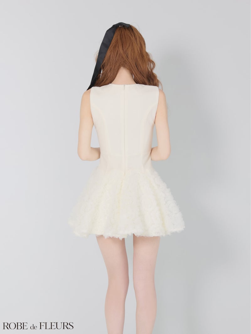 ROBE de FLEURS ローブドフルール 【XSサイズあり】ボリュームチュールドッキングニットミニキャバドレス fm4900-c