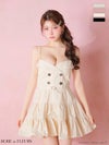 ROBE de FLEURS ローブドフルール 【XSサイズあり】 光沢ツイルダブルボタンティアードミニキャミキャバドレス fm3491