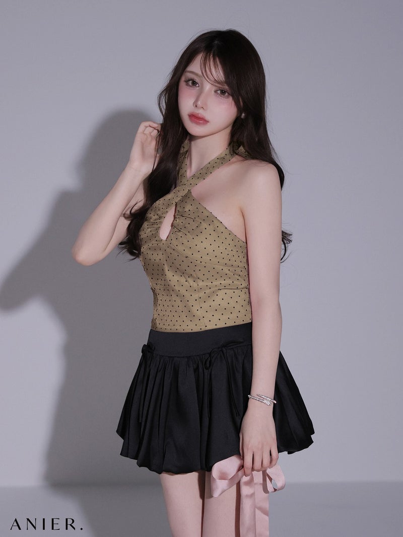 ROBE de FLEURS anier.ROBE ローブドフルール アニエルローブ 【XSサイズあり】Dot organdy×balloon skirt two-piece mini dress ドットオーガンジー×バルーンスカートセットアップミニドレス fm-anier4065