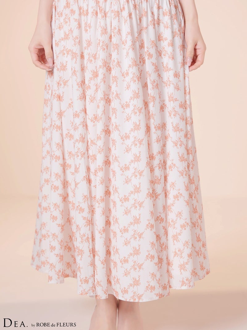 DEA. ディア バイ ローブドフルール 【XS～Lサイズあり】フラワーマットサテンギャザーフレアロングキャバドレス de4352