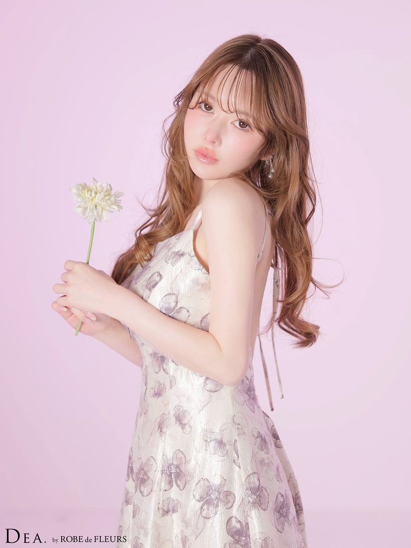 DEA. ディア バイ ローブドフルール 【XS～Lサイズあり】バックオープンフラワーサテンフレアロングキャバドレス de4644