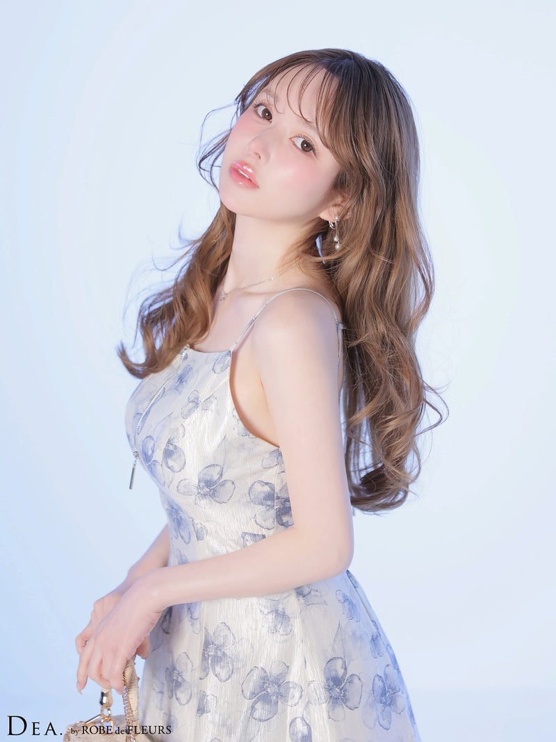 DEA. ディア バイ ローブドフルール 【XS～Lサイズあり】バックオープンフラワーサテンフレアロングキャバドレス de4644