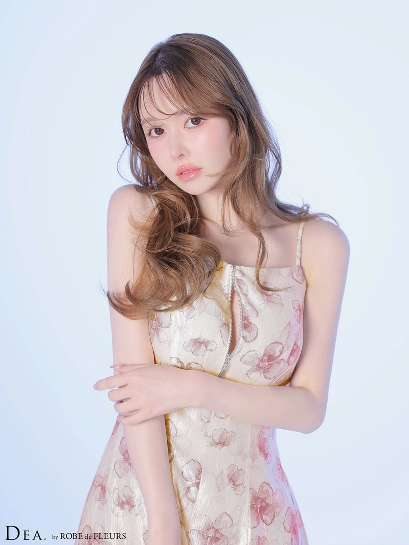 DEA. ディア バイ ローブドフルール 【XS～Lサイズあり】バックオープンフラワーサテンフレアロングキャバドレス de4644