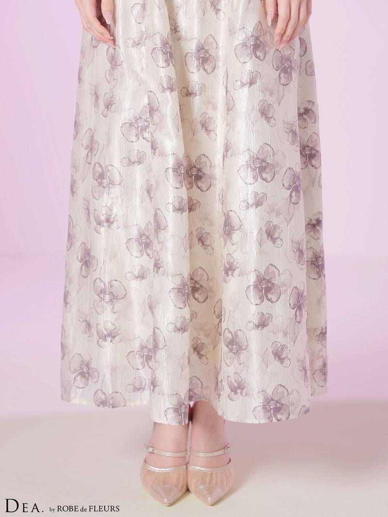 DEA. ディア バイ ローブドフルール 【XS～Lサイズあり】バックオープンフラワーサテンフレアロングキャバドレス de4644