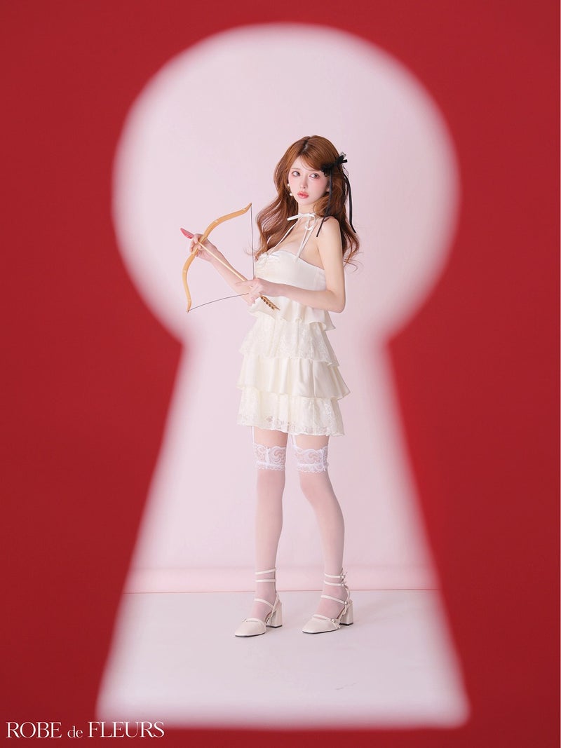 ROBE de FLEURS ローブドフルール 【XSサイズあり】スパンコールレースティアードフリルミニキャバドレス fm4663