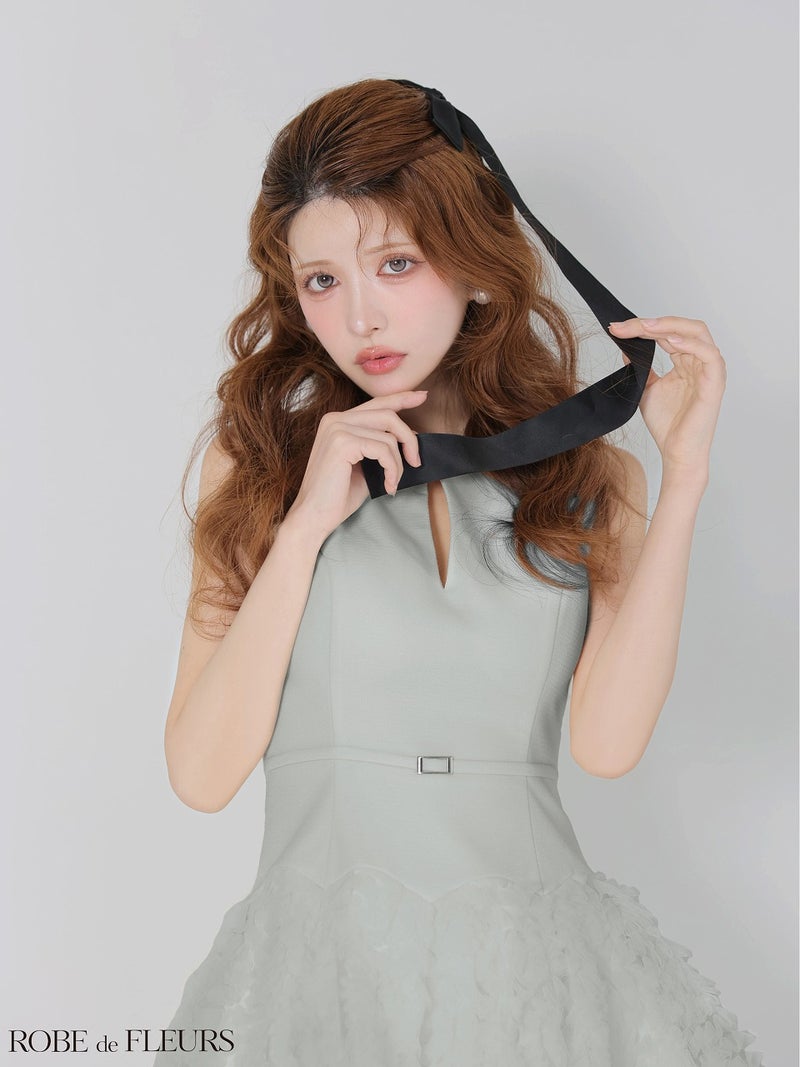 ROBE de FLEURS ローブドフルール 【XSサイズあり】ボリュームチュールドッキングニットミニキャバドレス fm4900