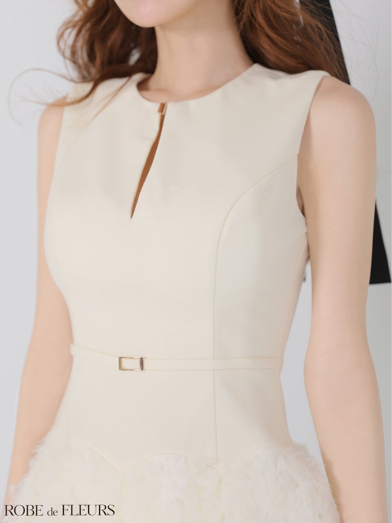 ROBE de FLEURS ローブドフルール 【XSサイズあり】ボリュームチュールドッキングニットミニキャバドレス fm4900