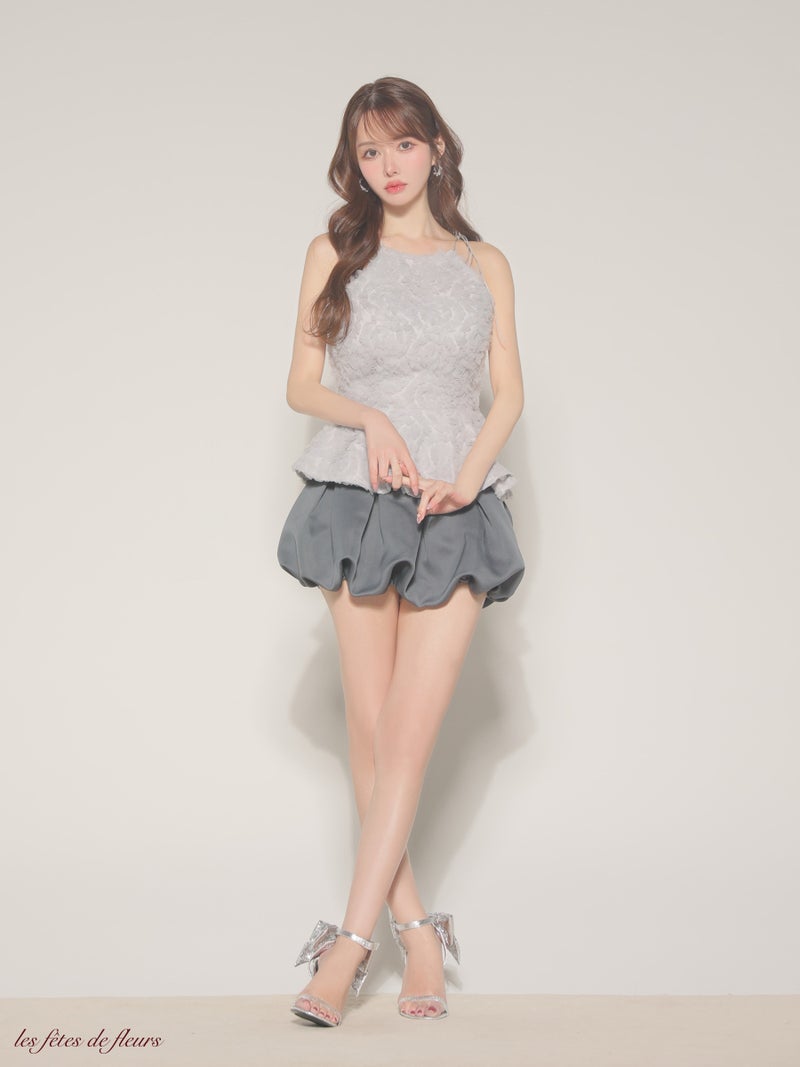 Les fetes de fleurs レフェットデフルール  【XSサイズあり】 fleurs tulle setup dress LF4638