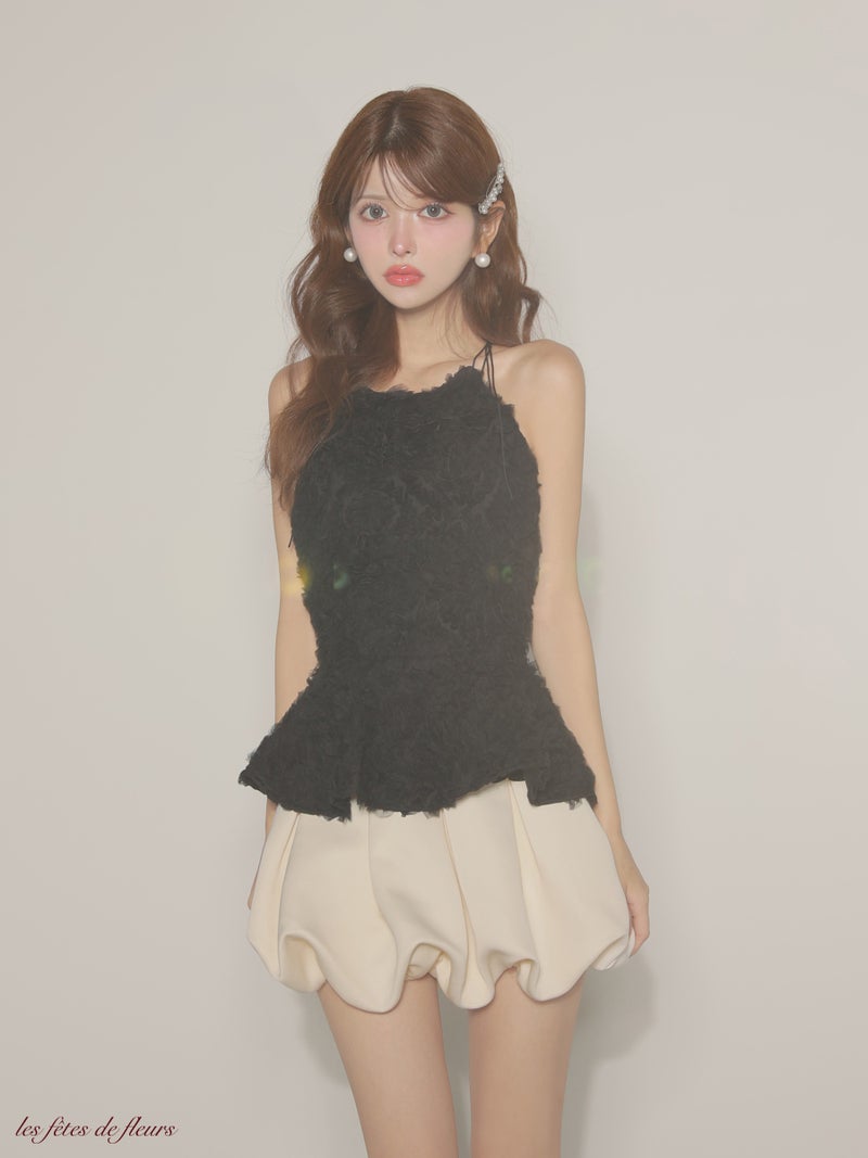 Les fetes de fleurs レフェットデフルール  【XSサイズあり】 fleurs tulle setup dress LF4638