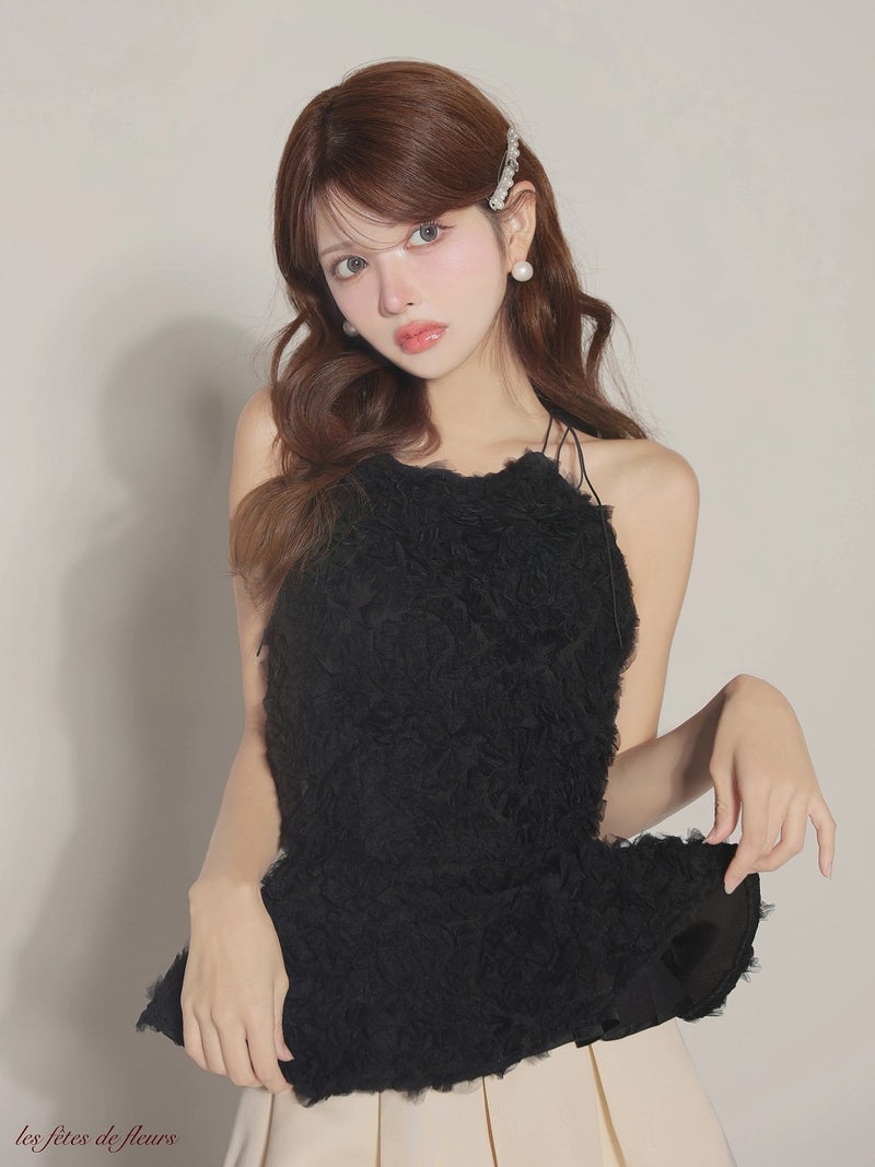 Les fetes de fleurs レフェットデフルール  【XSサイズあり】 fleurs tulle setup dress LF4638