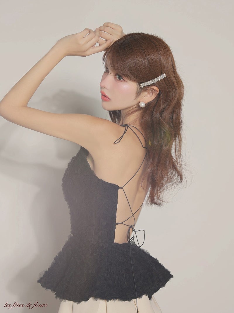 Les fetes de fleurs レフェットデフルール  【XSサイズあり】 fleurs tulle setup dress LF4638