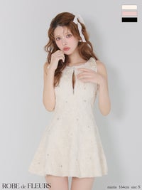 ROBE de FLEURS ローブドフルール 【XS～Lサイズあり】 フラッフィーフラワービジューミニキャバドレス fm4360