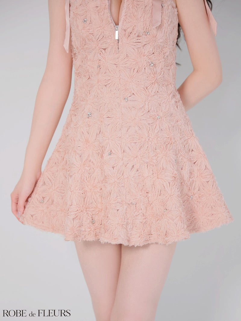 ROBE de FLEURS ローブドフルール 【XS～Lサイズあり】 フラッフィーフラワービジューミニキャバドレス fm4360