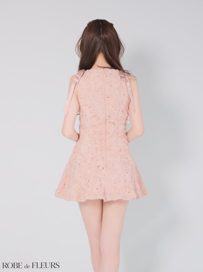ROBE de FLEURS ローブドフルール 【XS～Lサイズあり】 フラッフィーフラワービジューミニキャバドレス fm4360