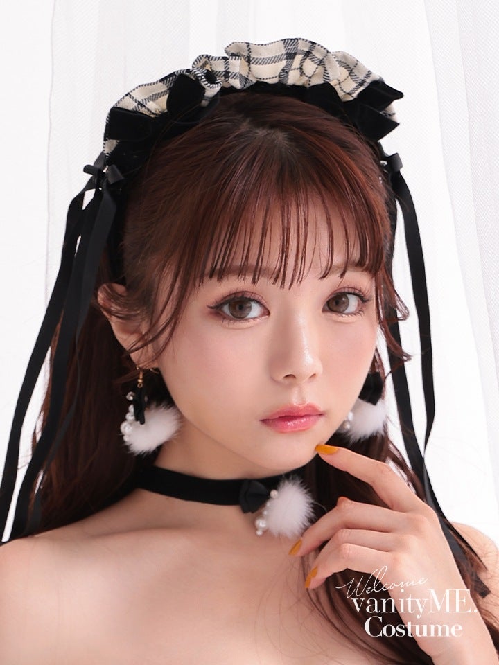 チェックメイドカチューシャ レッド・ブラック vcsit-230479a