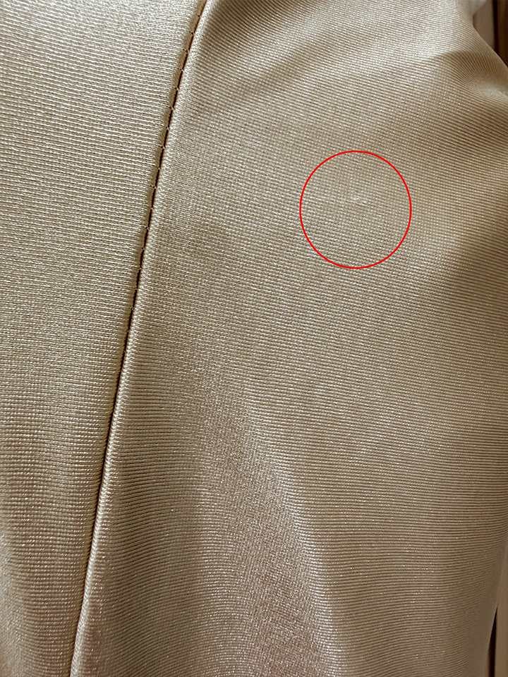 vanityME.couture.バニティーミークチュール ラグジュアリービジュー シャイニーサテン メッシュ ショール付き スリット入り バースデードレス ロングドレス シャンパンゴールド vctr-l-kv1131