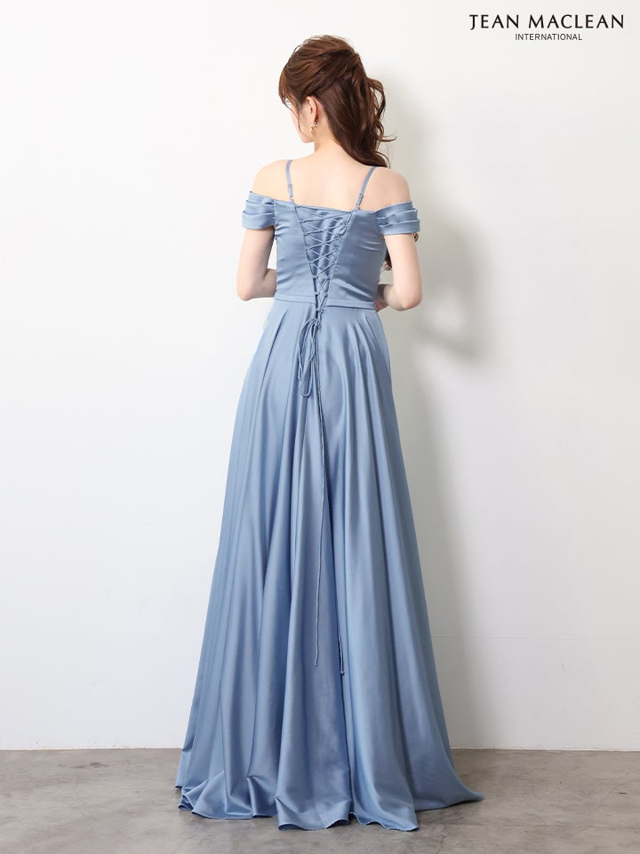 JEAN MACLEAN ジャンマクレーン ワンカラー/サテン/バストドレープ/オフショル/Aライン/ロングドレス ja61092