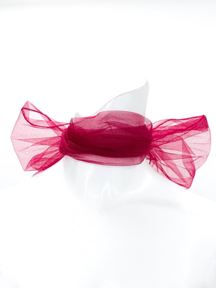 vanityME.couture.バニティーミークチュール ラグジュアリービジュー シャイニーサテン メッシュ ショール付き スリット入り バースデードレス ロングドレス ディープレッド vctr-l-kv1131-2